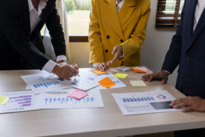 Merchant law firm group consulting on financial growth photo