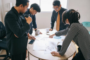 Merchant law firm group consulting on business strategy photo